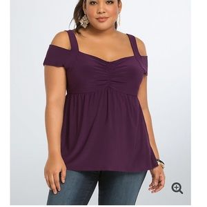 Torrid purple cold shoulder babydoll top